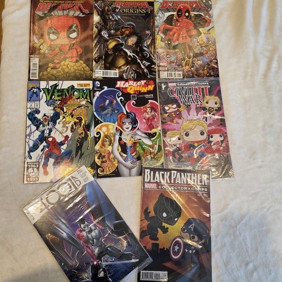 Comics Deadpool Marvel Venom Harley Quinn Black Panther Spidarman Captin America - Picture 1 of 7